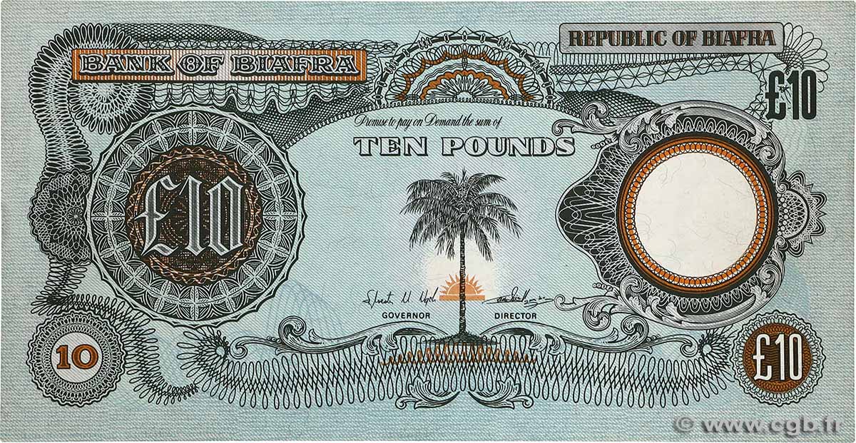 10 Pounds BIAFRA  1968 P.07b fST+
