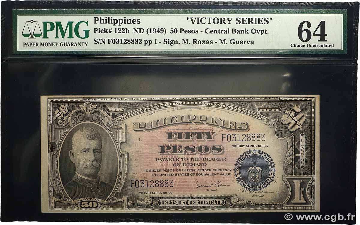 50 Pesos PHILIPPINES  1949 P.122b UNC-