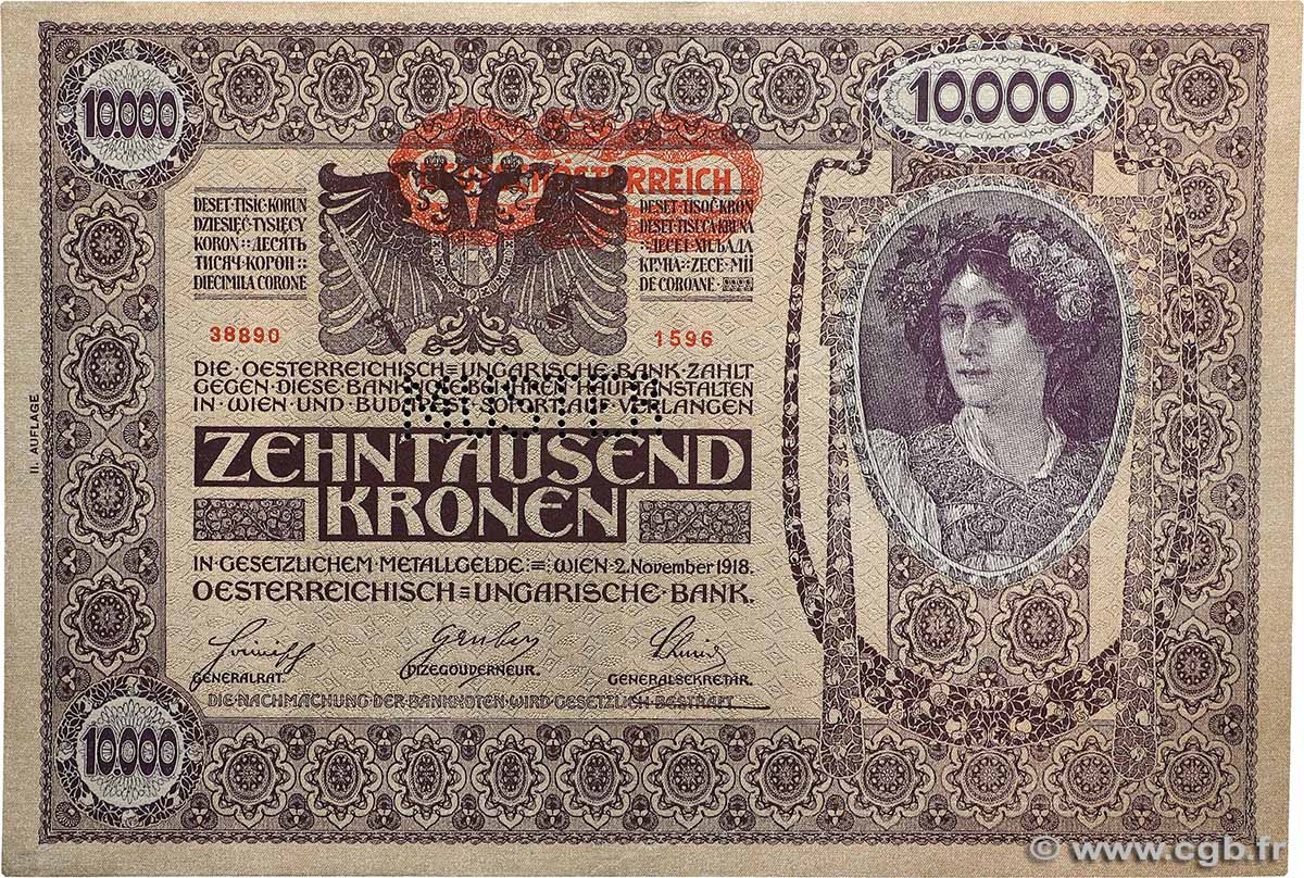 10000 Kronen Spécimen ÖSTERREICH  1918 P.066s fST+