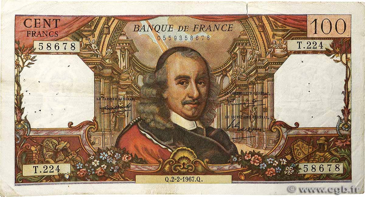 100 Francs CORNEILLE FRANCE  1967 F.65.16 TB
