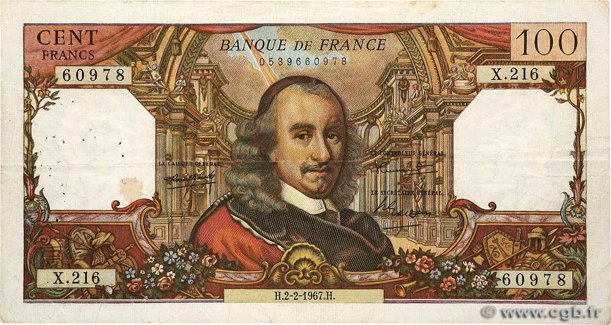 100 Francs CORNEILLE FRANCE  1967 F.65.16 TB