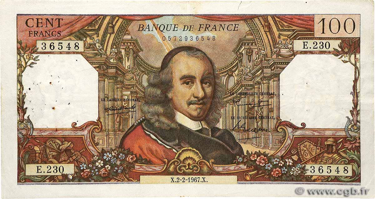 100 Francs CORNEILLE FRANCE  1967 F.65.16 TB