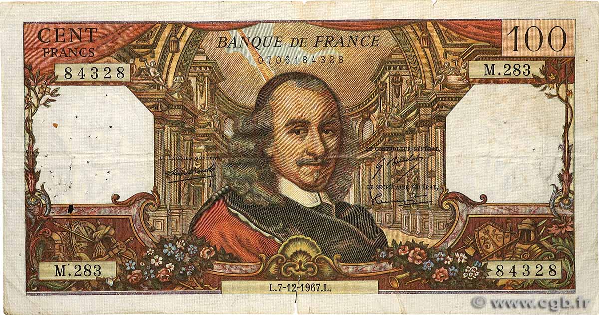 100 Francs CORNEILLE FRANCE  1967 F.65.19 B