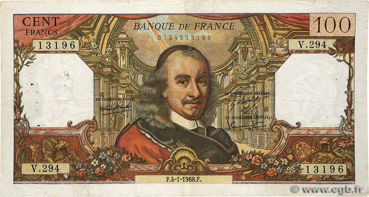 100 Francs CORNEILLE FRANCE  1968 F.65.20 B+