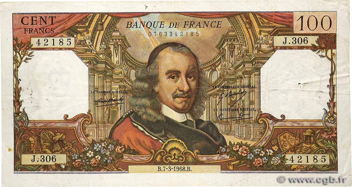 100 Francs CORNEILLE FRANCE  1968 F.65.21 TB