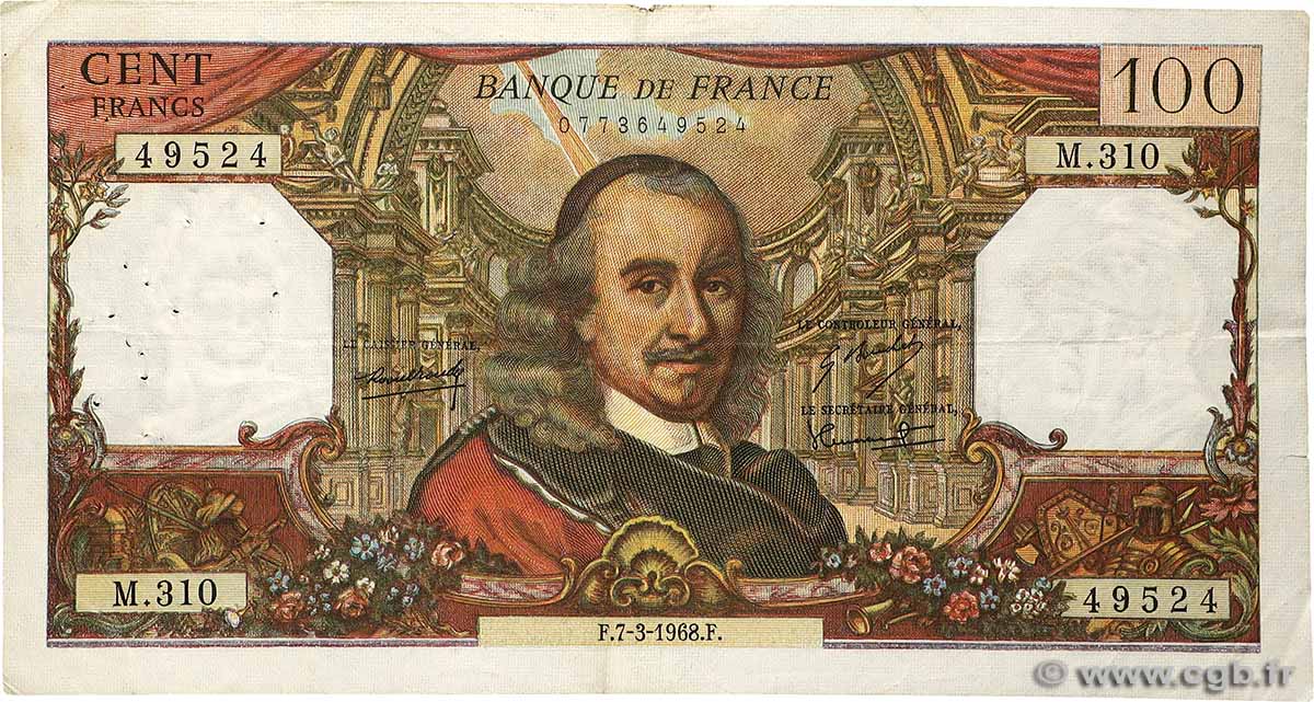 100 Francs CORNEILLE FRANCE  1968 F.65.21 TB
