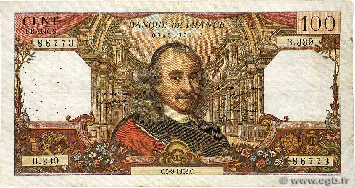 100 Francs CORNEILLE FRANCE  1968 F.65.23 B+