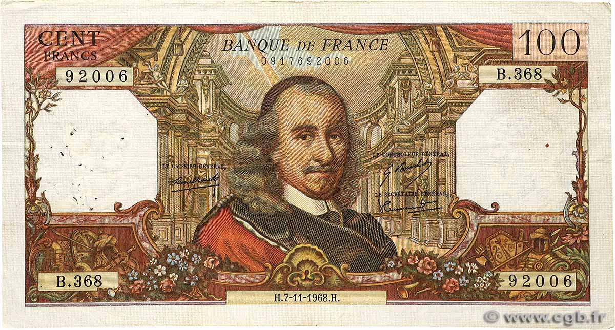 100 Francs CORNEILLE FRANCE  1968 F.65.24 TB