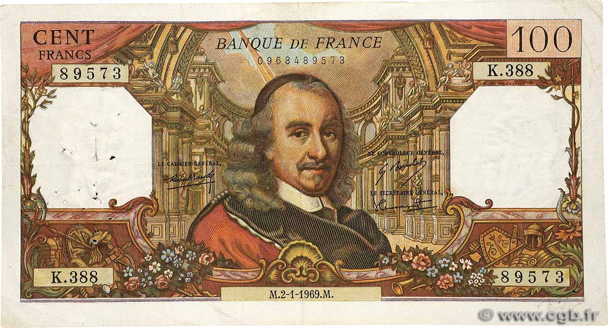100 Francs CORNEILLE FRANCE  1969 F.65.25 TB