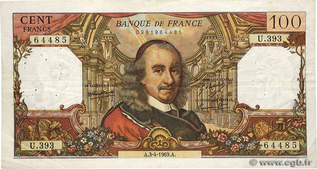 100 Francs CORNEILLE FRANCE  1969 F.65.26 TB