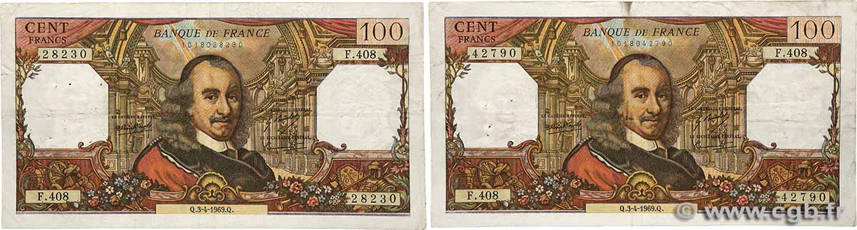 100 Francs CORNEILLE Lot FRANCE  1969 F.65.26 TB
