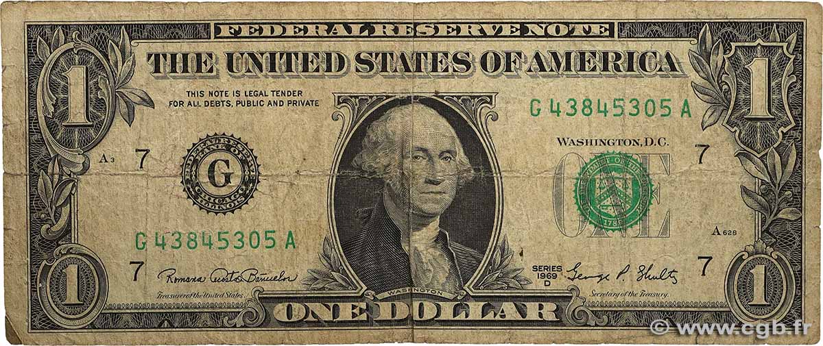 1 Dollar VEREINIGTE STAATEN VON AMERIKA Chicago 1969 P.449e SGE