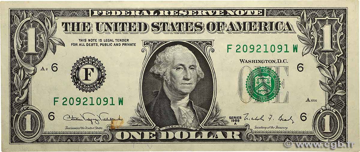 1 Dollar VEREINIGTE STAATEN VON AMERIKA Atlanta 1988 P.480b fVZ