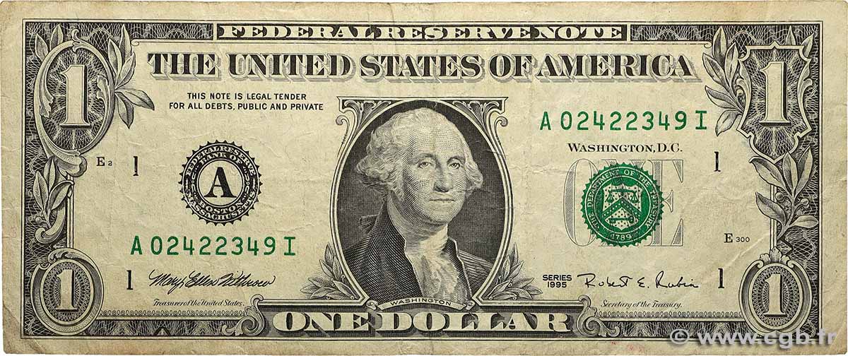 1 Dollar VEREINIGTE STAATEN VON AMERIKA Boston 1995 P.496a S