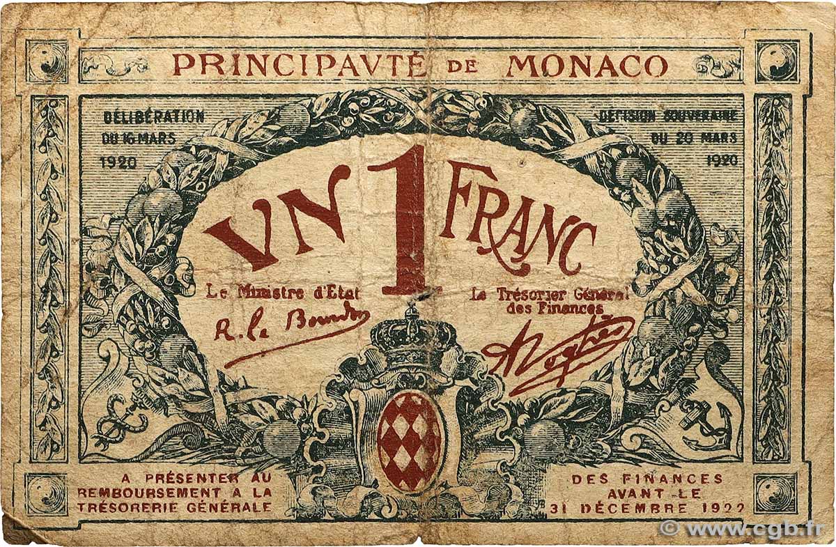 1 Franc MONACO  1920 P.05 fS
