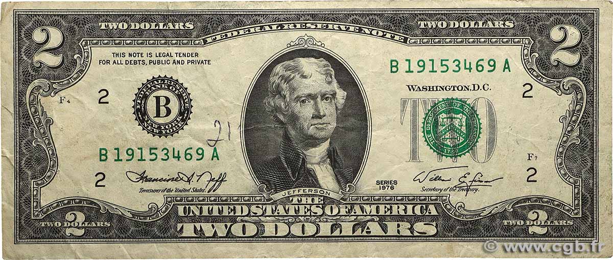 2 Dollars VEREINIGTE STAATEN VON AMERIKA New York 1976 P.461 fSS