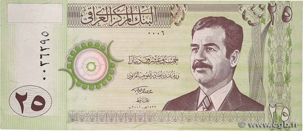 25 Dinars IRAK  2001 P.086 SUP
