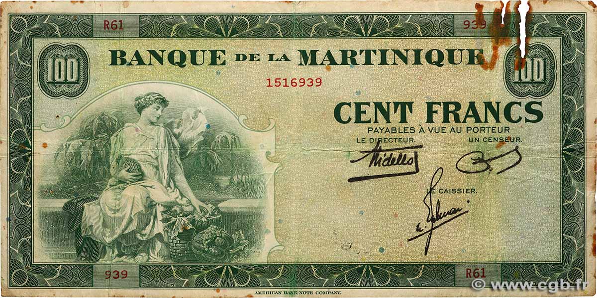 100 Francs MARTINIQUE  1943 P.19a S
