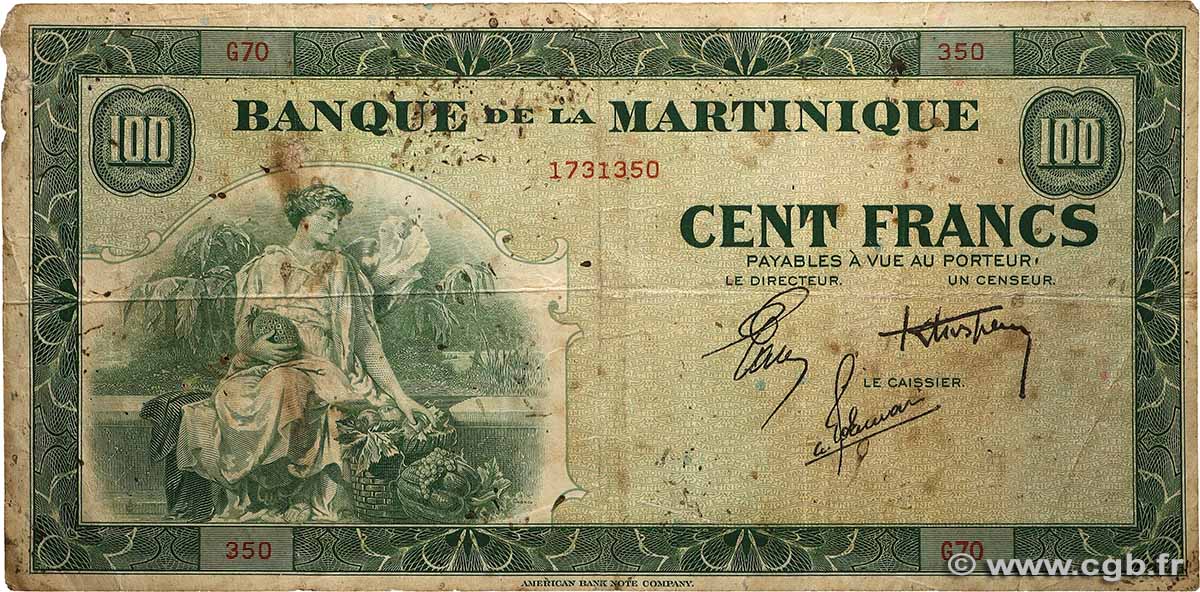 100 Francs MARTINIQUE  1943 P.19a fS