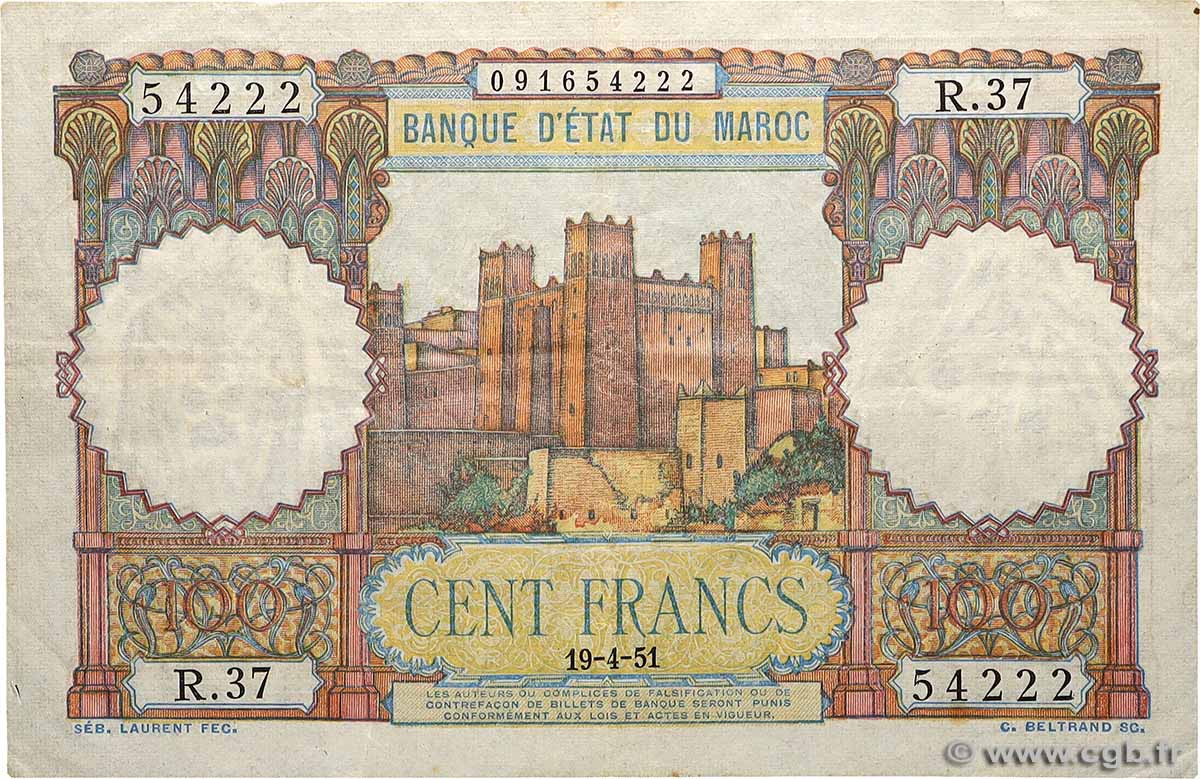 100 Francs MAROKKO  1951 P.45 fSS