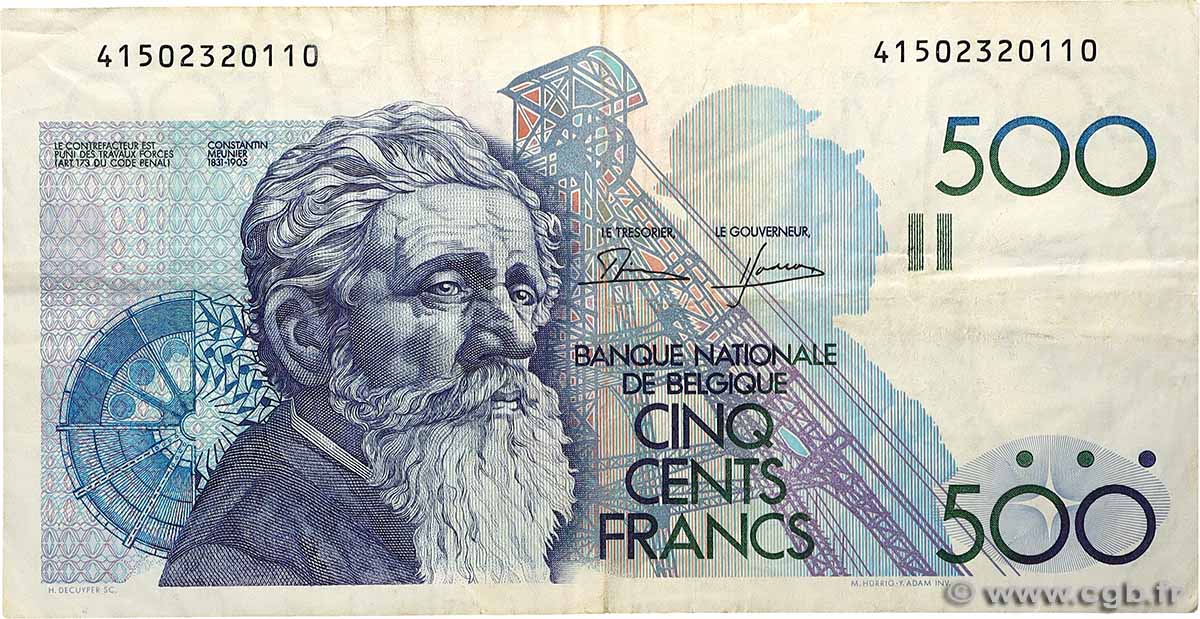 500 Francs BELGIEN  1982 P.143a S