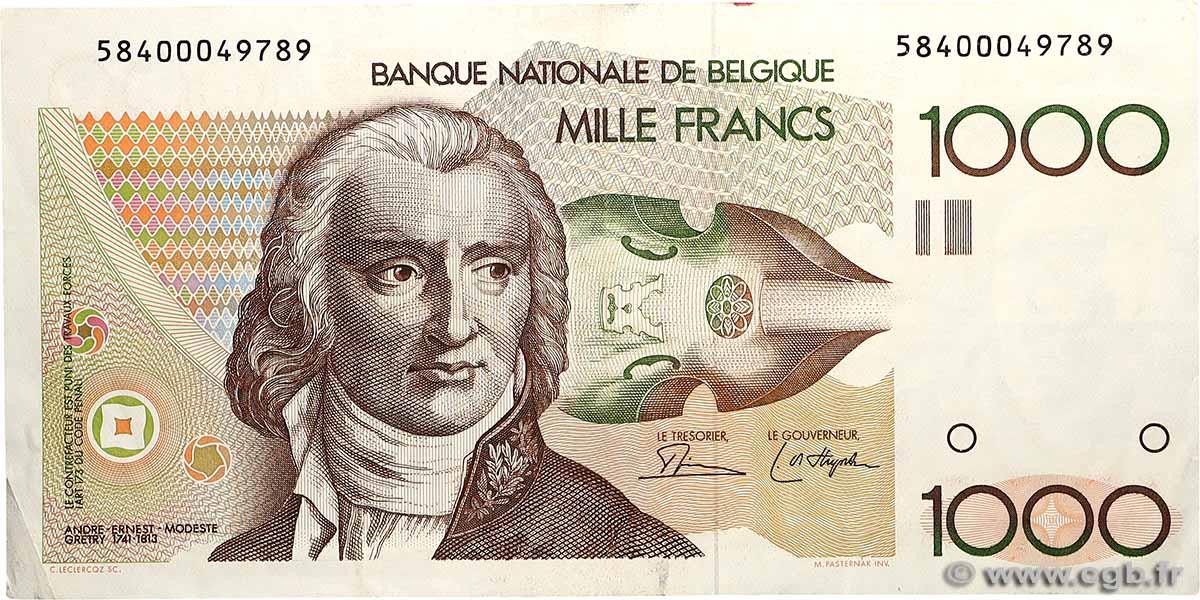 1000 Francs BELGIEN  1980 P.144a SS