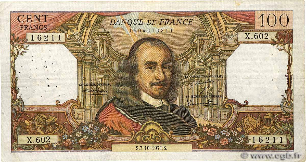 100 Francs CORNEILLE FRANCE  1971 F.65.37 TB