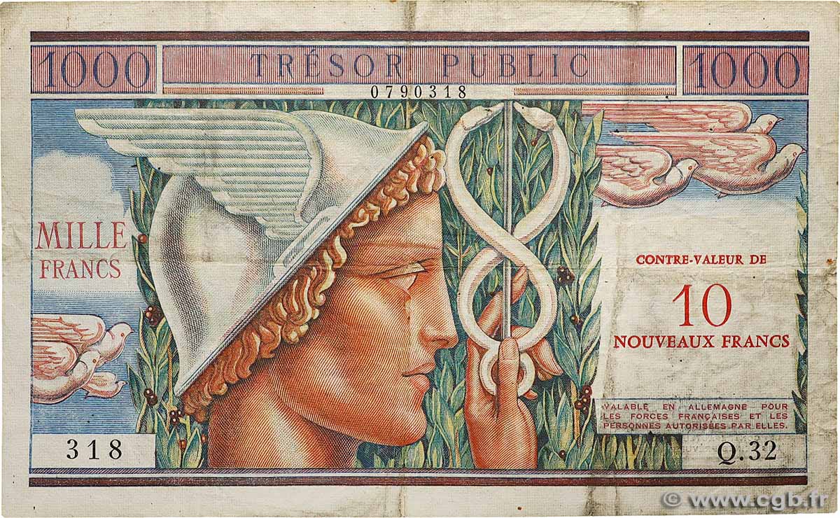 10NF sur 1000 Francs TRÉSOR PUBLIC FRANCE  1960 VF.38.01 F