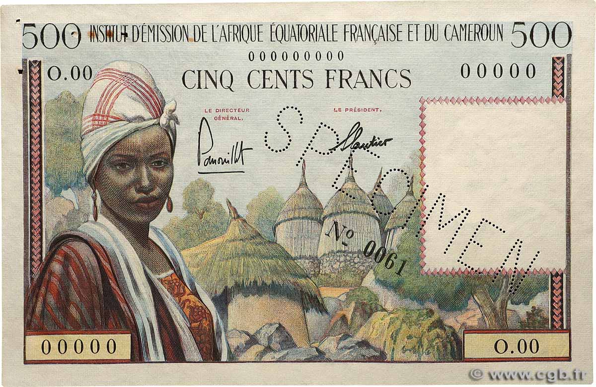 500 Francs type 1957 IE Spécimen AFRIQUE ÉQUATORIALE FRANÇAISE  1957 A.142aS VZ