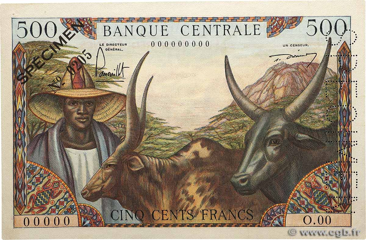 500 Francs type 1961 Spécimen KAMERUN  1962 A.149aS fST