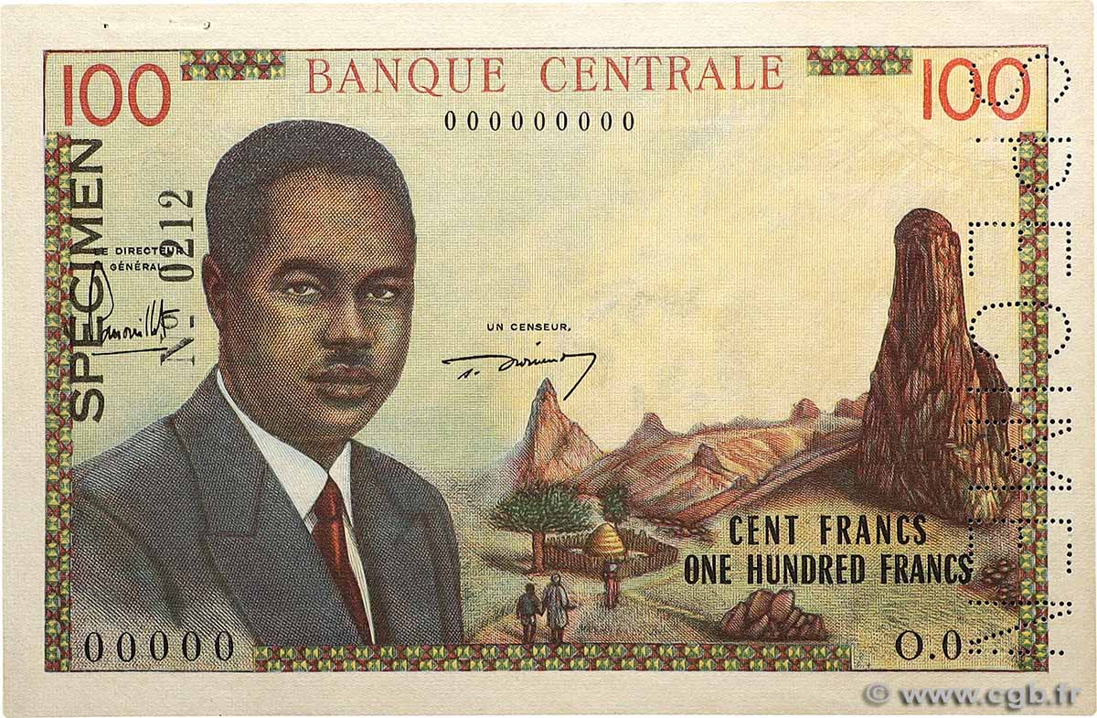 100 Francs type 1962 Spécimen KAMERUN  1962 A.148aS fST