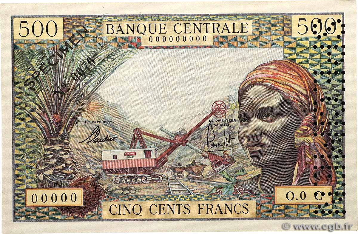 500 Francs type 1963C Spécimen CONGO  1963 A.208aS2 SUP