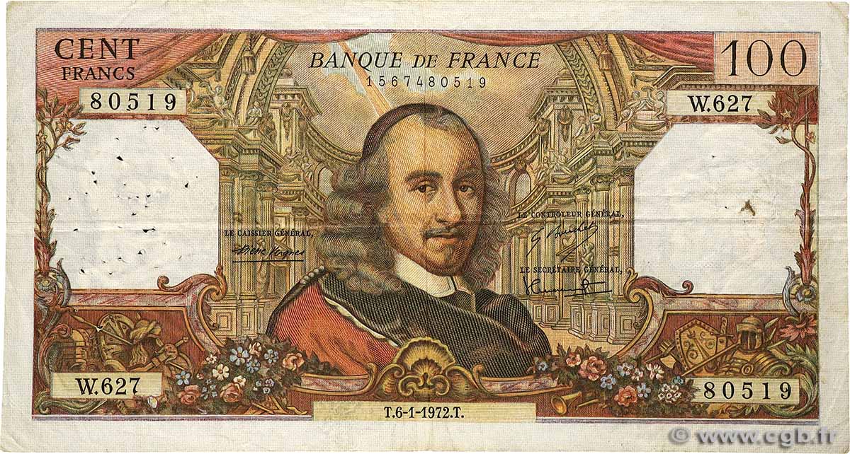 100 Francs CORNEILLE FRANCE  1972 F.65.38 VG