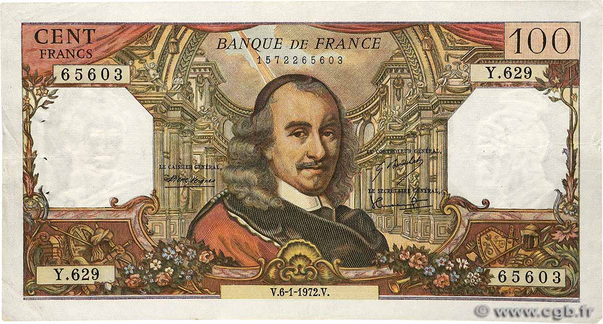100 Francs CORNEILLE FRANCE  1972 F.65.38 TTB