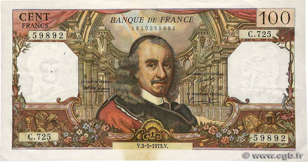 100 Francs CORNEILLE FRANCE  1973 F.65.42 TB+