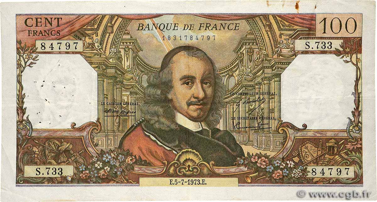 100 Francs CORNEILLE FRANCE  1973 F.65.43 TB