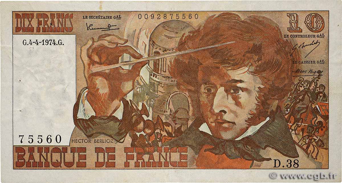 10 Francs BERLIOZ FRANCE  1974 F.63.04 TB+