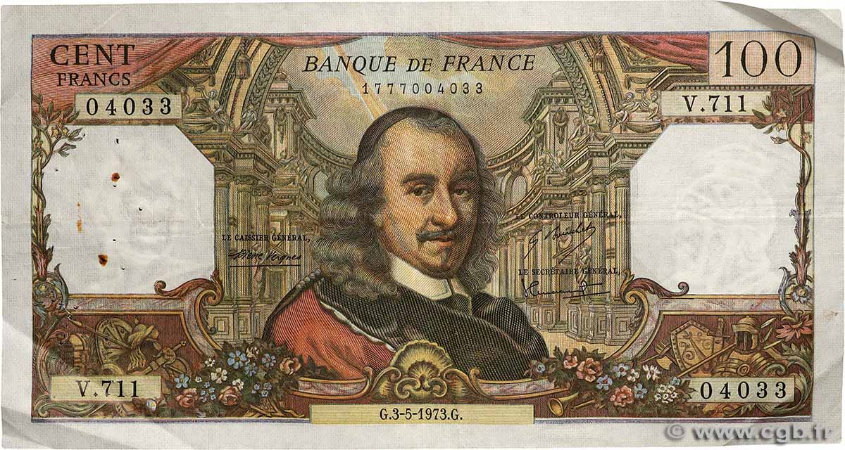 100 Francs CORNEILLE FRANCE  1973 F.65.42 TB
