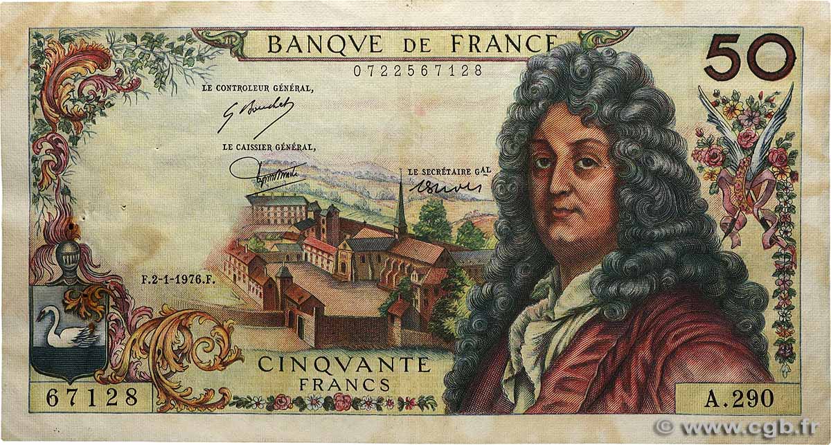 50 Francs RACINE FRANKREICH  1976 F.64.32 fVZ