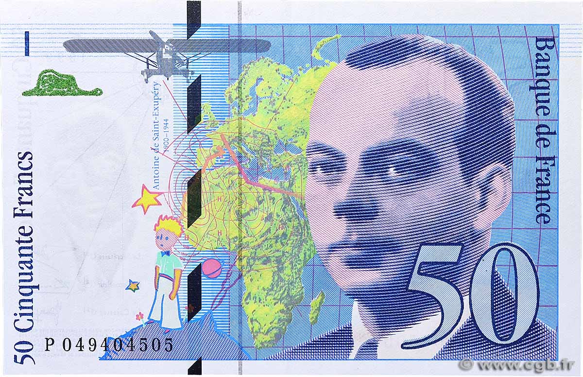 50 Francs SAINT-EXUPÉRY modifié FRANCE  1999 F.73.05 SPL
