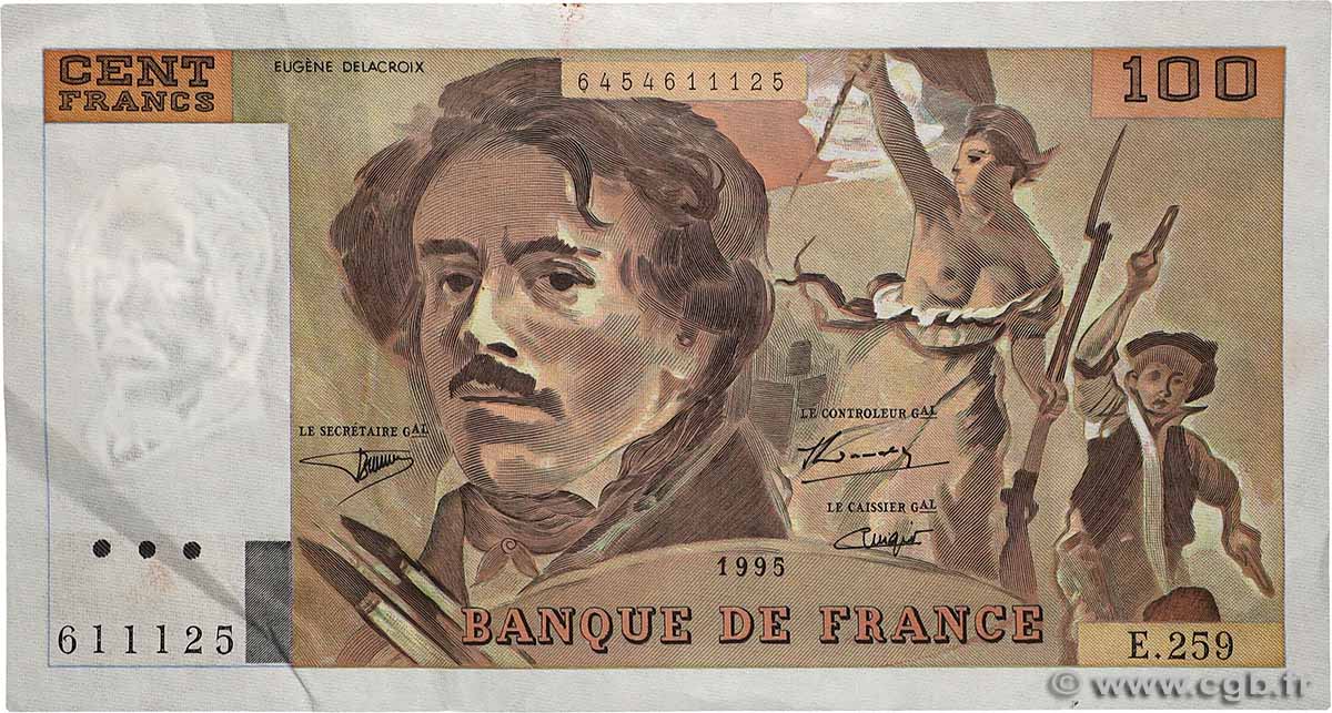 100 Francs DELACROIX 442-1 & 442-2 FRANCE  1995 F.69ter.02a TTB+
