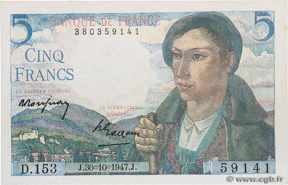 5 Francs BERGER FRANCE  1947 F.05.07 SUP