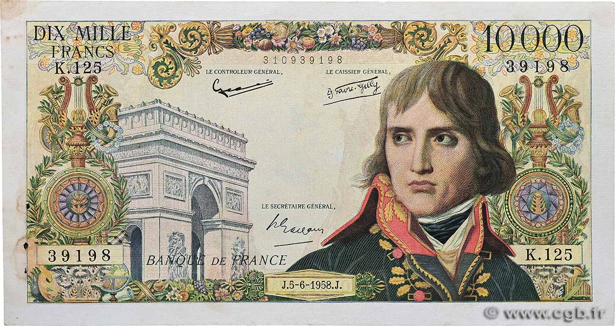 10000 Francs BONAPARTE FRANCE  1958 F.51.12 SUP