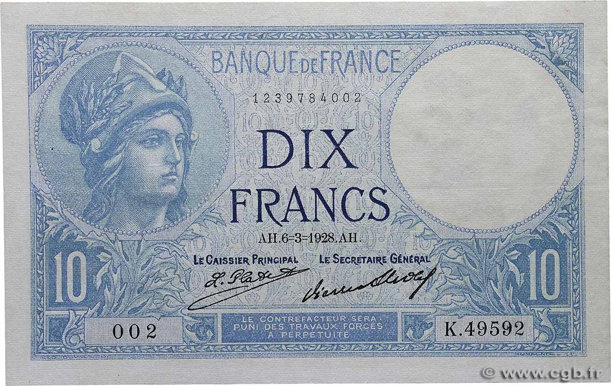10 Francs MINERVE FRANCE  1928 F.06.13 pr.SUP