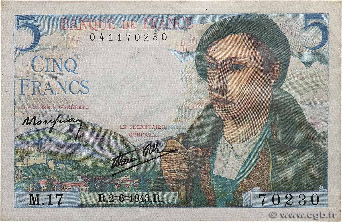 5 Francs BERGER FRANCE  1943 F.05.01 SPL+