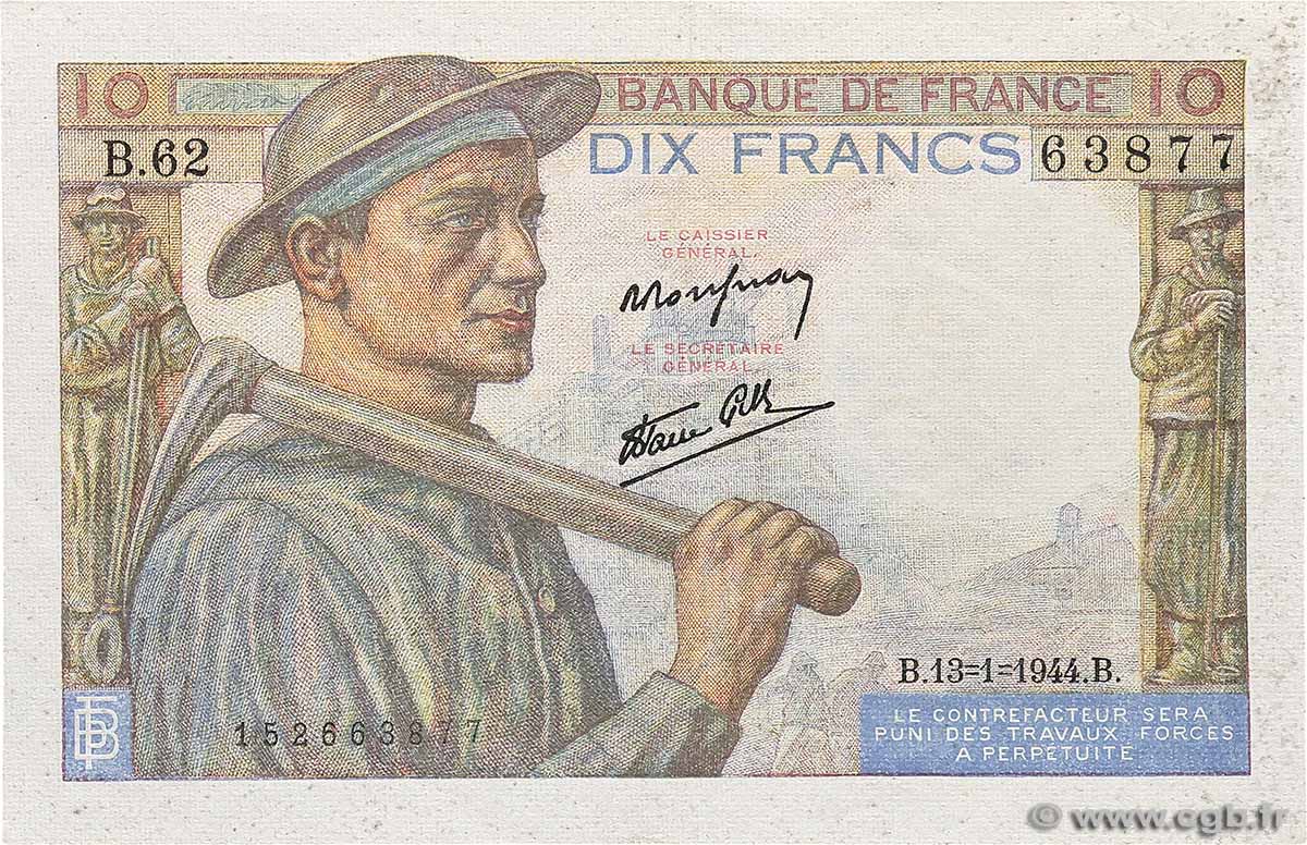 10 Francs MINEUR FRANCE  1944 F.08.10 SUP