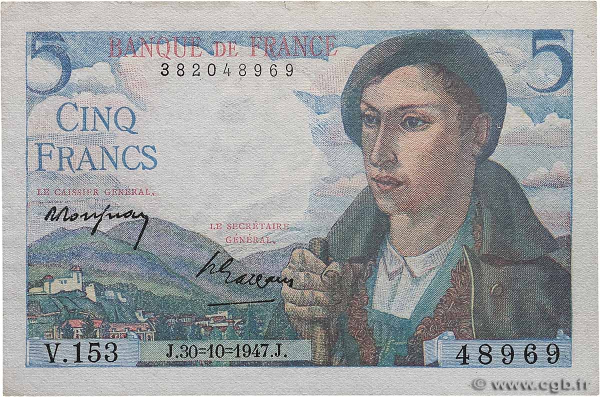 5 Francs BERGER FRANCE  1947 F.05.07 SUP