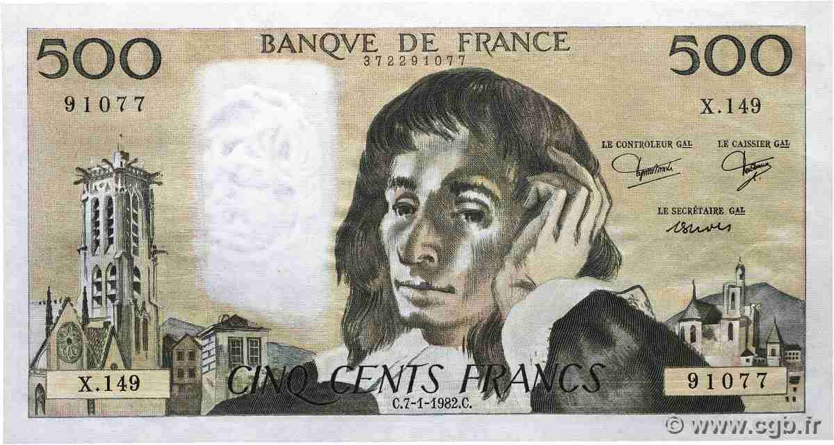 500 Francs PASCAL FRANCE  1982 F.71.26 SPL