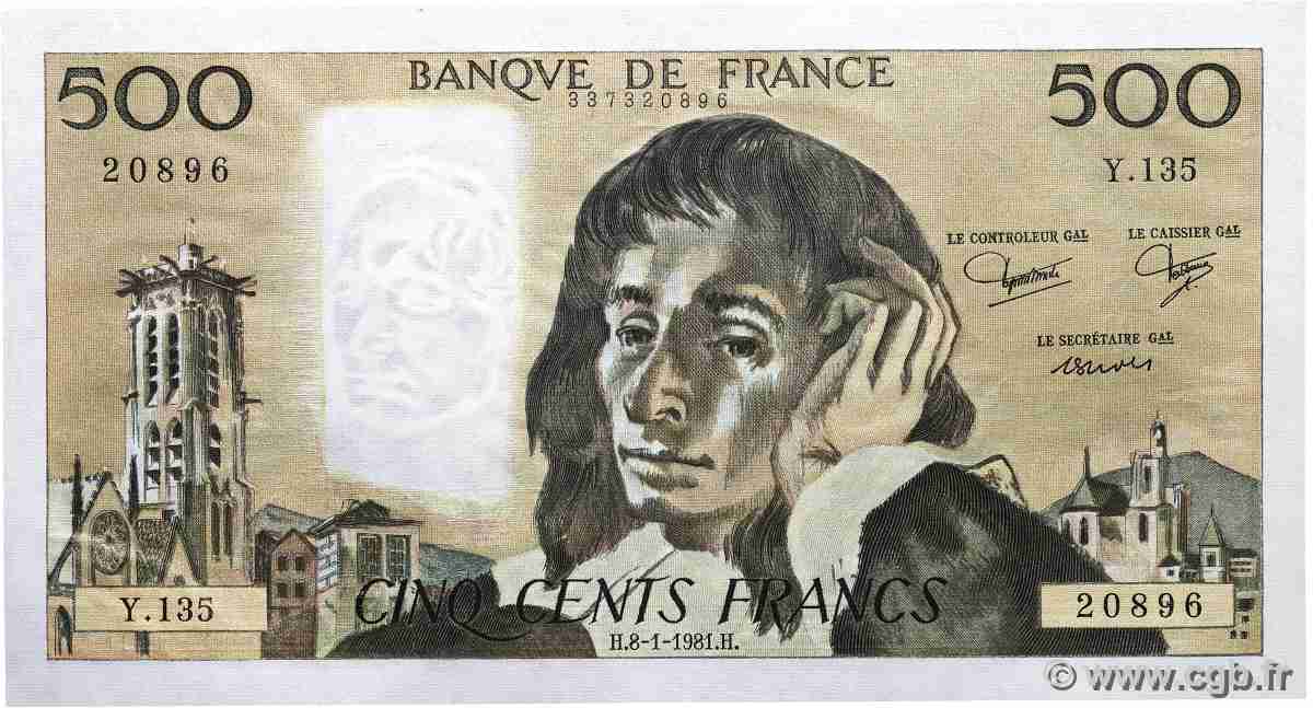 500 Francs PASCAL FRANCE  1981 F.71.23 SPL