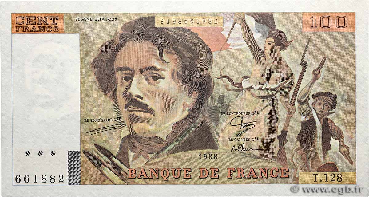 100 Francs DELACROIX modifié FRANCE  1988 F.69.12 AU